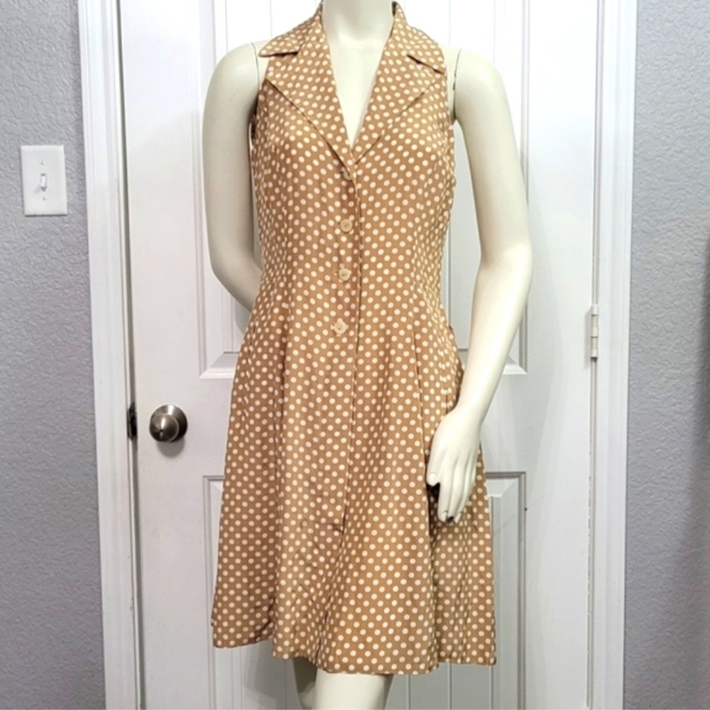 STRENESSE Beige Polka Dot Mini Dress Size 8